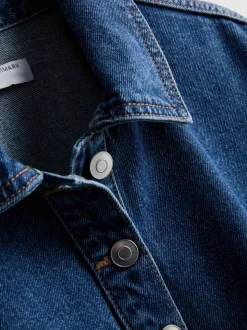 Mini-Etuikleid aus Baumwoll-Denim mit Kragen