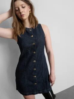 Minikleid aus Baumwoll-Denim mit Knopfleiste