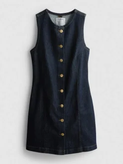 Minikleid aus Baumwoll-Denim mit Knopfleiste