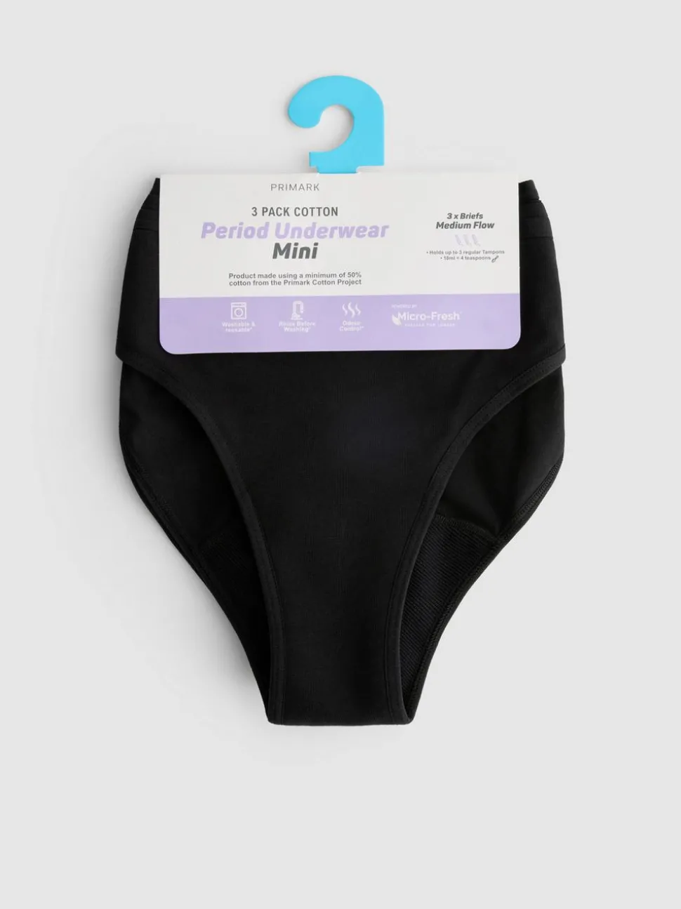 Mini-Periodenslips aus Baumwolle, 3er-Pack