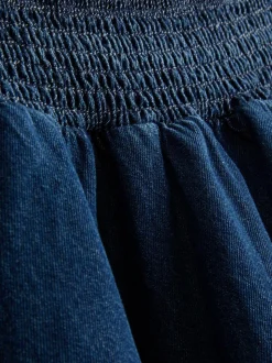 Minirock aus Baumwoll-Denim mit Rüschen