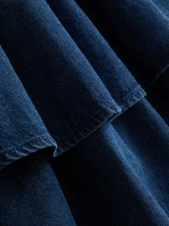 Minirock aus Baumwoll-Denim mit Rüschen