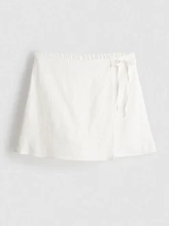 Mini-Skort aus Leinengemisch seitlich zum Binden