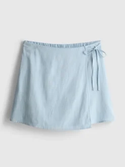 Mini-Skort aus Leinengemisch seitlich zum Binden