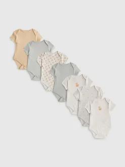 0–36 Monate | Bodys aus reiner Baumwolle mit Entengrafik, 7er-Pack