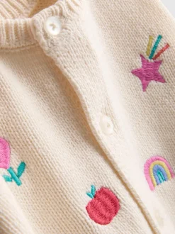 0–18 Monate | Cardigan mit Stickerei und Leggings aus reiner Baumwolle für Neugeborene