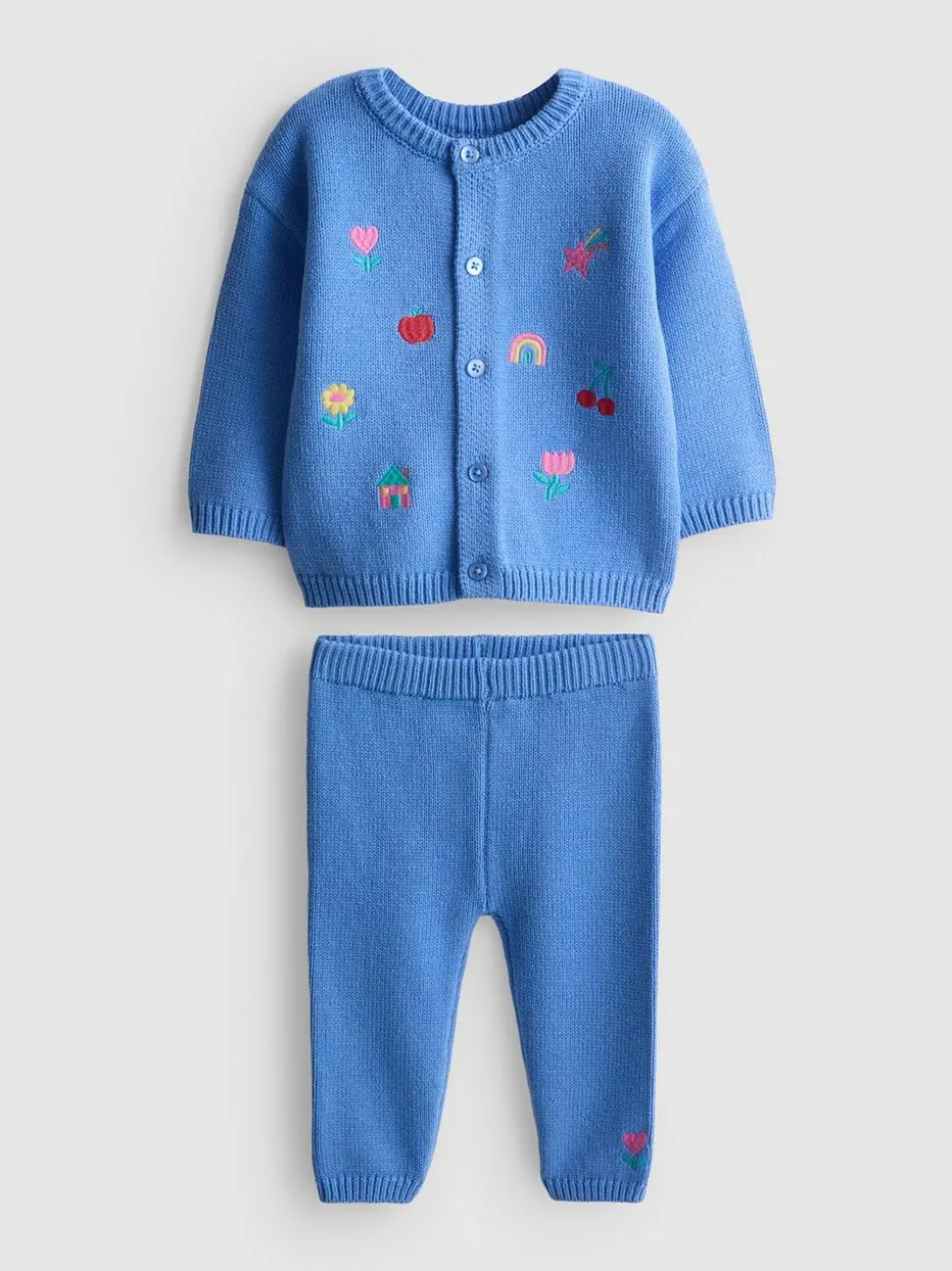 0–18 Monate | Cardigan mit Stickerei und Leggings aus reiner Baumwolle für Neugeborene