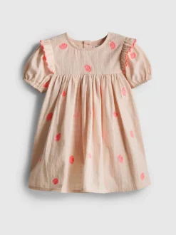 0–18 Monate | Gesmoktes Kleid mit Muschelstickerei für Neugeborene