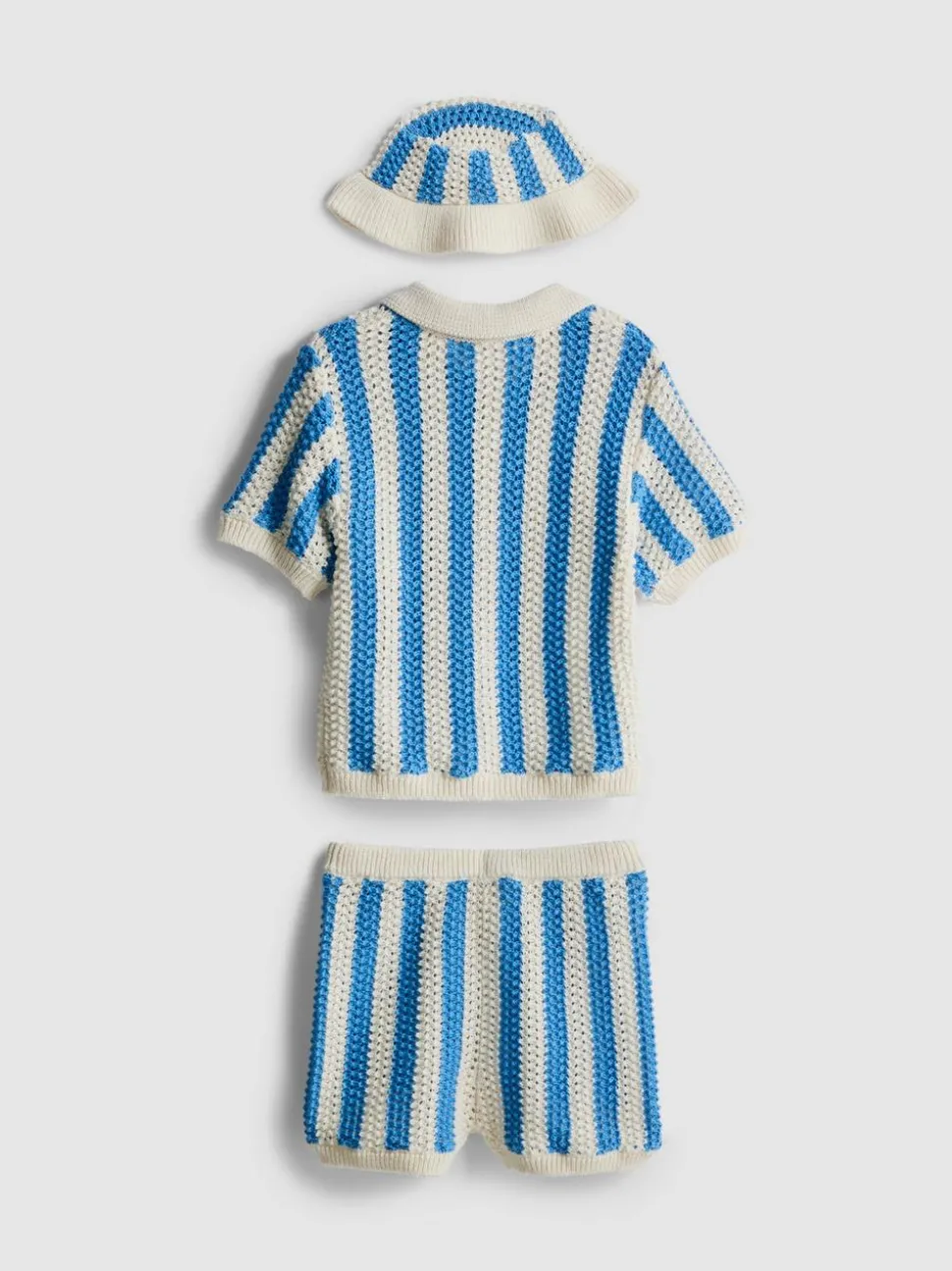 0–18 Monate | Gestreiftes Poloshirt, Shorts und Mütze für Neugeborene