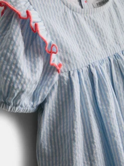 0–18 Monate | Gestreiftes Seersucker-Hängerkleid für Neugeborene