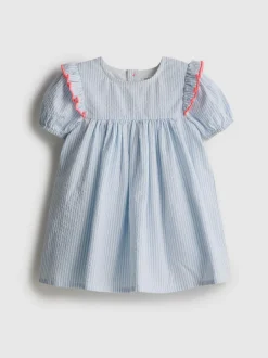 0–18 Monate | Gestreiftes Seersucker-Hängerkleid für Neugeborene