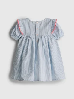 0–18 Monate | Gestreiftes Seersucker-Hängerkleid für Neugeborene