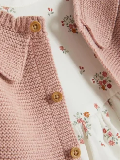 0–18 Monate | Kleid mit Blumenmuster und Cardigan im Set
