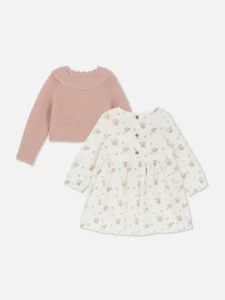 0–18 Monate | Kleid mit Blumenmuster und Cardigan im Set