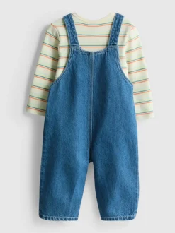 0–18 Monate | Langarmbody und Denim-Latzhose für Neugeborene