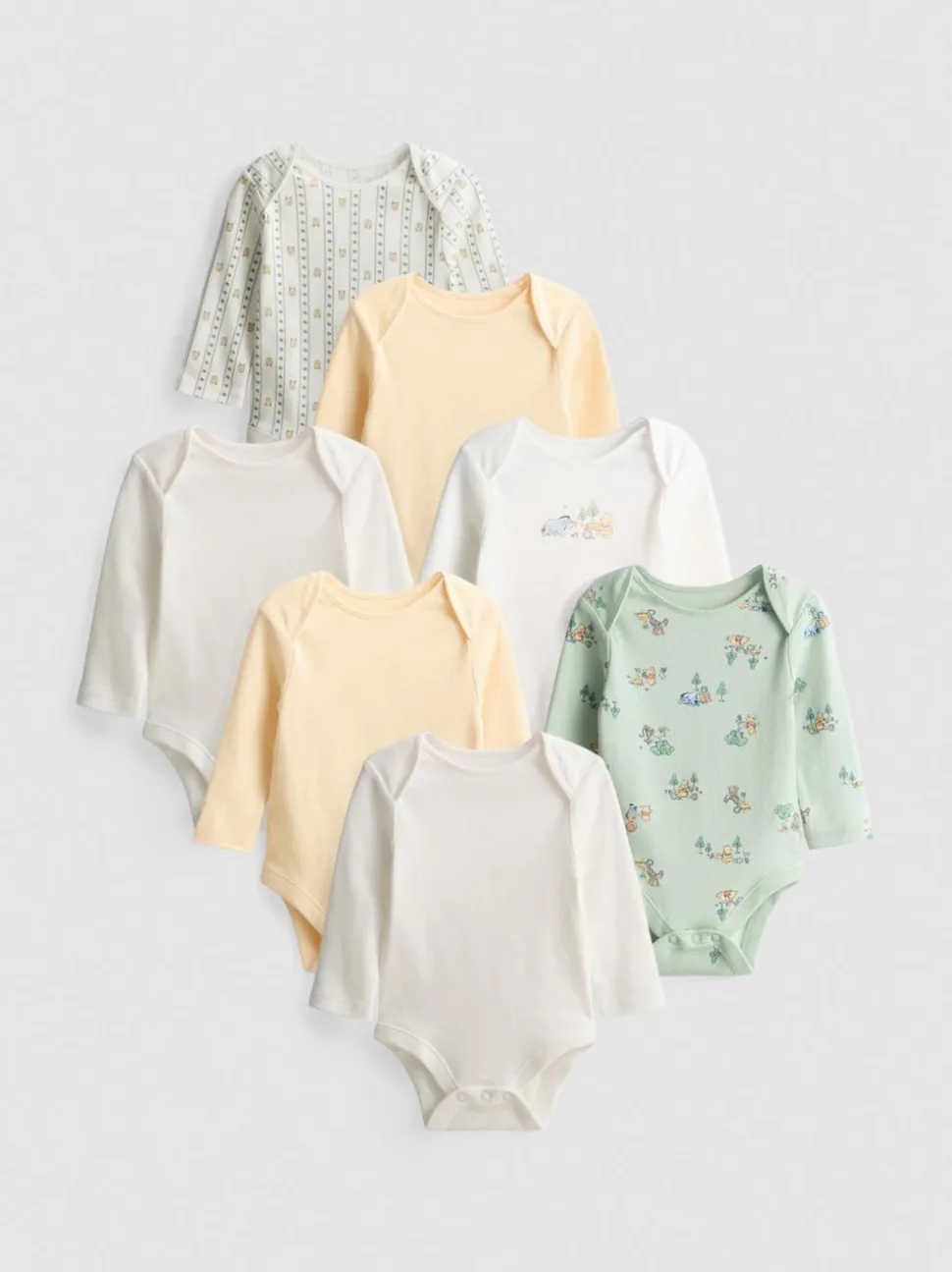 0–36 Monate | Langärmelige „Disney Winnie Puuh“ Bodys, 7er-Pack