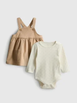 0–18 Monate | Langärmeliger Body und Trägerkleid für Neugeborene im Set