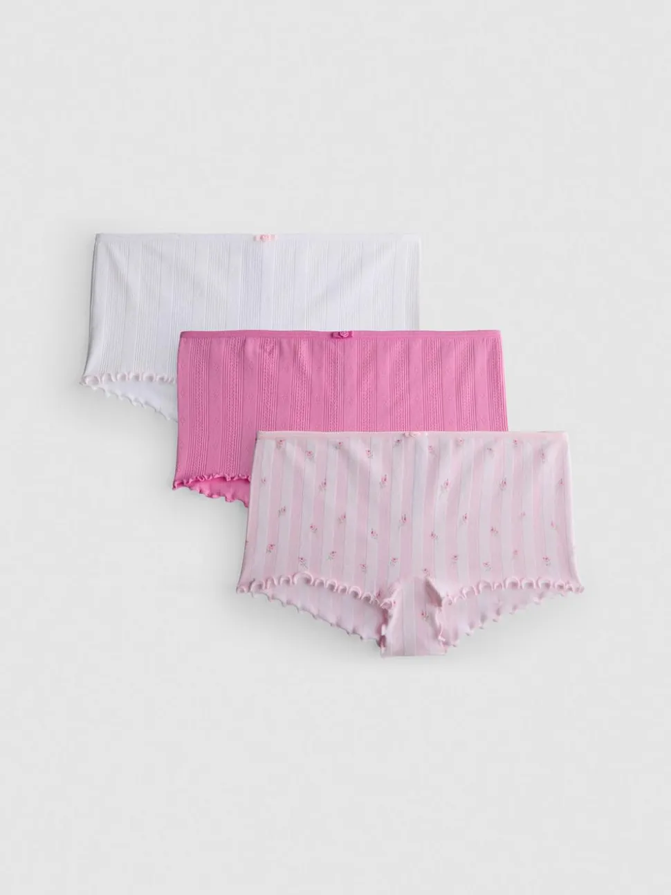 Nahtlose Boyfriend-Shorts mit Rüschen, 3er-Pack