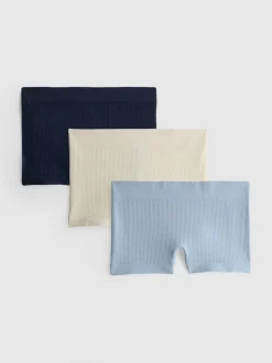 Nahtlose, gerippte Boyfriend-Shorts, 3er-Pack