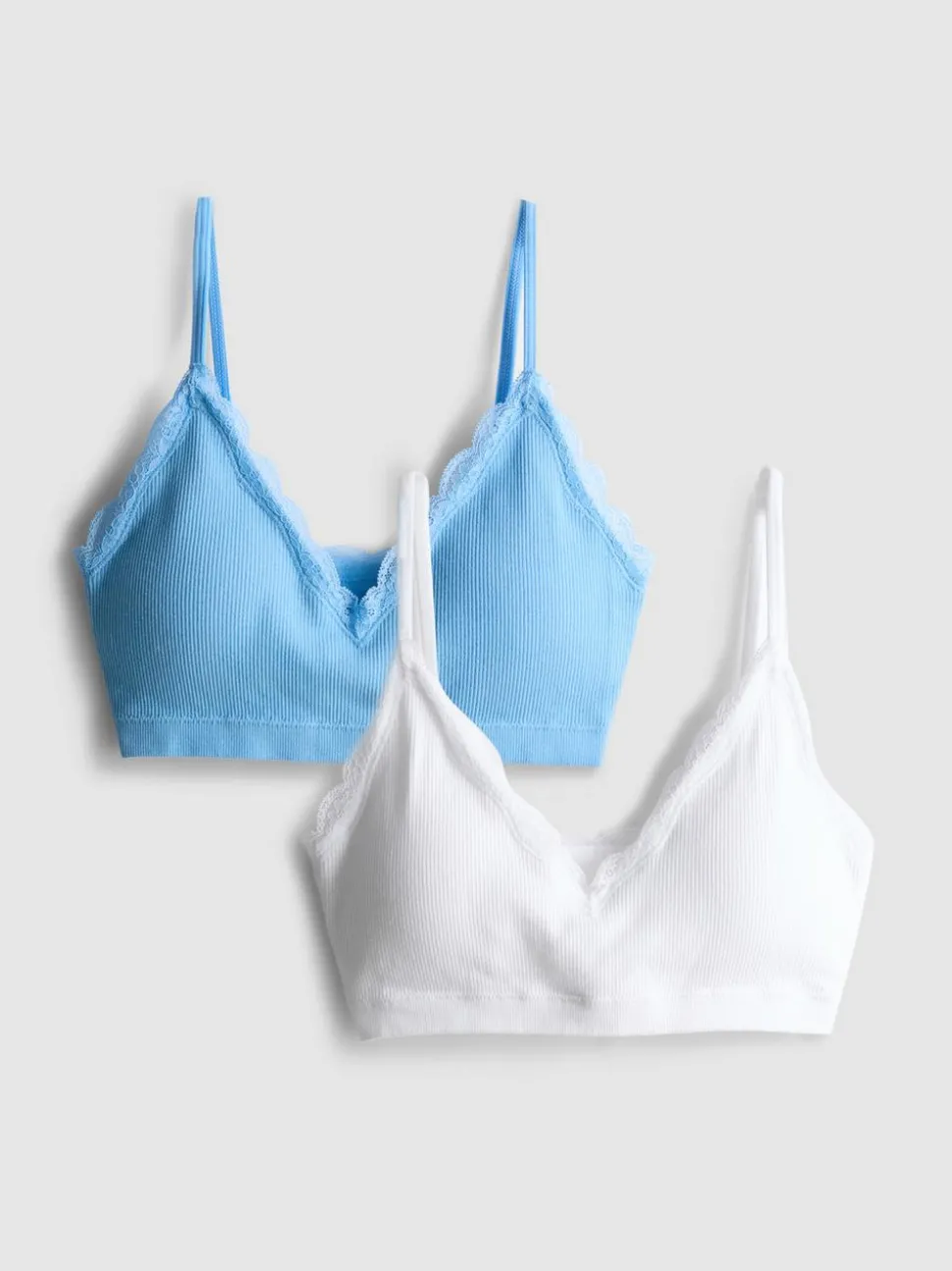 Nahtloser Bralette-BH mit Spitzenbesatz, 2er-Pack