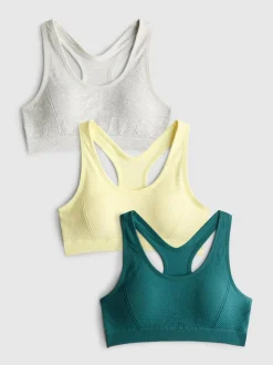 Nahtloses, bauchfreies Racerback-Top, 3er-Pack