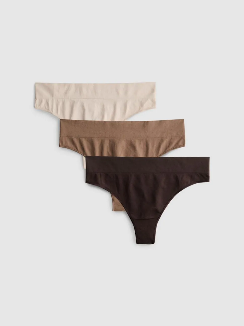 Nahtlose Tangas in neutralen Farben, 3er-Pack