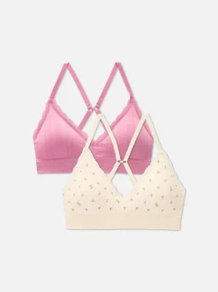 Nahtlose Triangel-BHs mit Spitzenbesatz, 2er-Pack