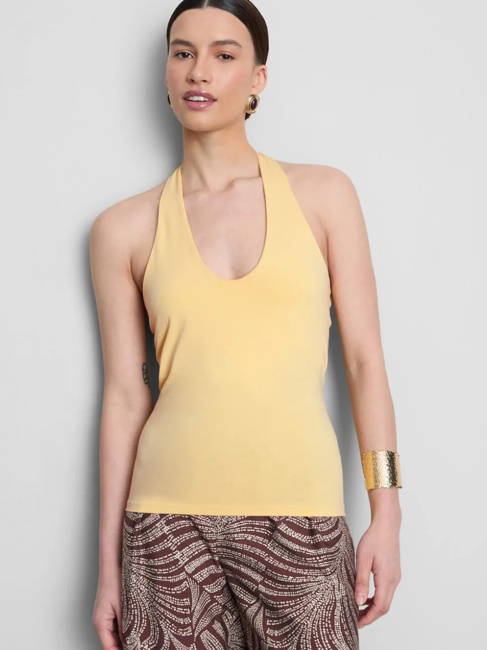 Neckholder-Top mit hohem Baumwollanteil