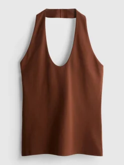 Neckholder-Top mit hohem Baumwollanteil