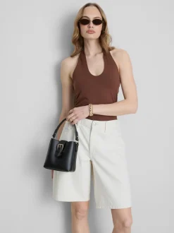 Neckholder-Top mit hohem Baumwollanteil