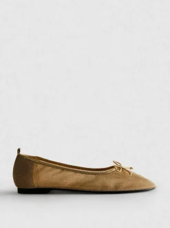 Netzstoff-Ballerinas in Metallic-Optik