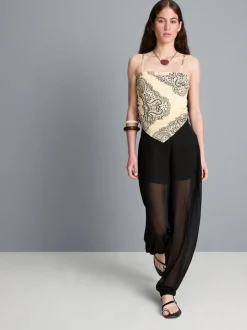 Netzstoffhose mit Bündchen