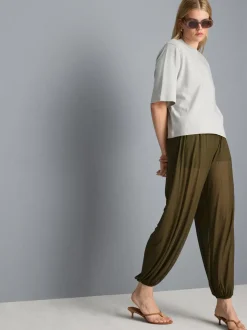 Netzstoff-Jerseyhose mit Bündchen