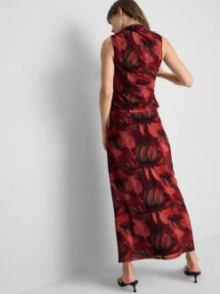 Netzstoff-Maxirock mit Blumenmuster