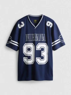 „Nirvana“ T-Shirt aus Jersey-Netzstoff