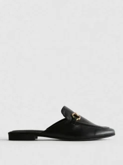 Offene Kunstleder-Loafer mit Trensen-Detail