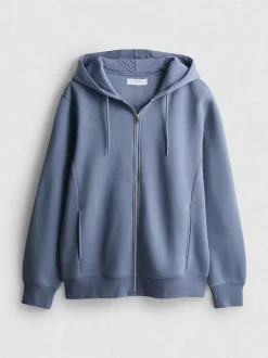 Oversized-Hoodie aus Baumwollmischung mit Reißverschluss