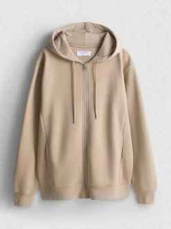 Oversized-Hoodie aus Baumwollmischung mit Reißverschluss