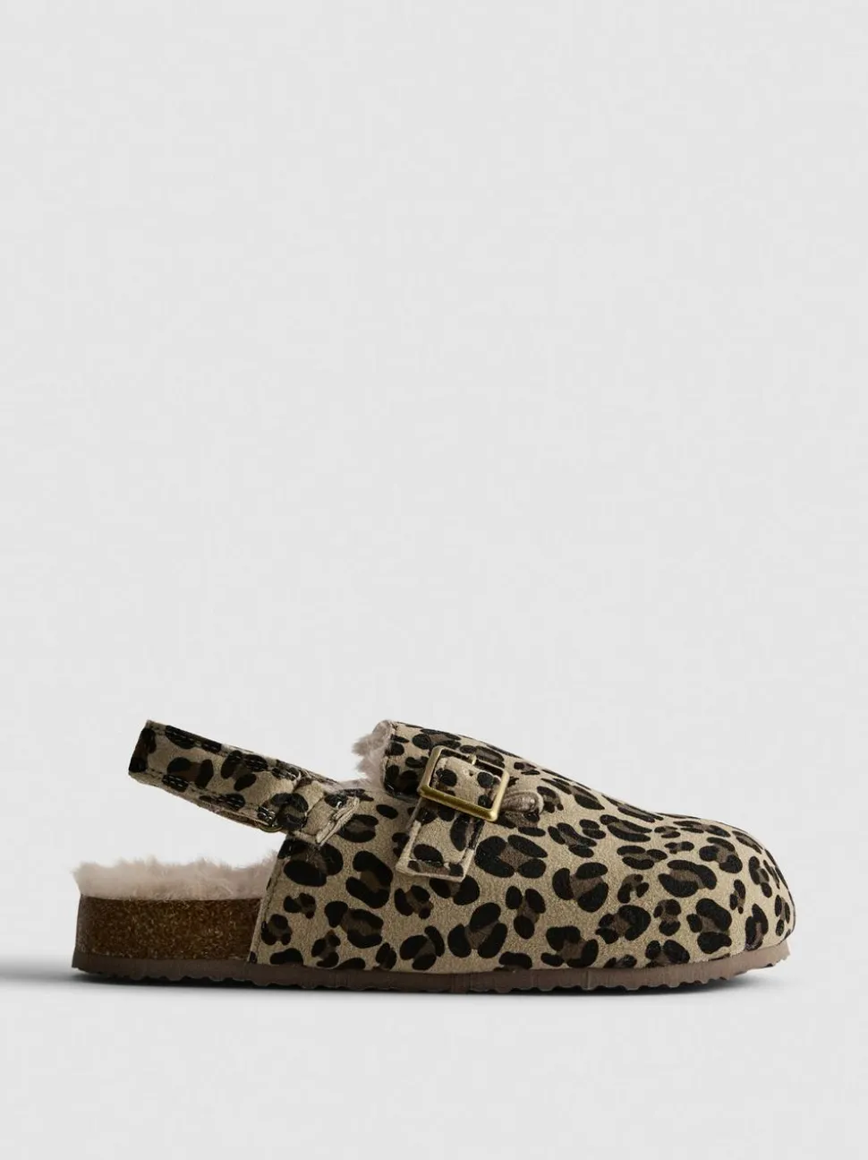 Pantoletten mit Leopardenmuster und Fersenriemen
