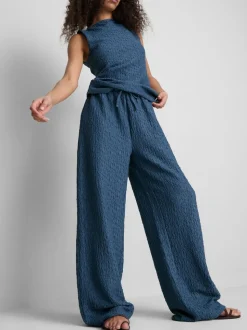 „Paula Echevarría“ Hose in Knitteroptik mit weitem Bein