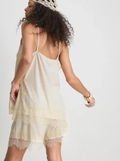 „Paula Echevarría“ Satin-Trägertop mit Spitzenbesatz