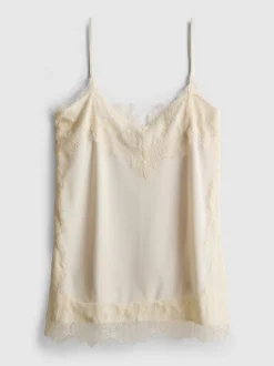 „Paula Echevarría“ Satin-Trägertop mit Spitzenbesatz
