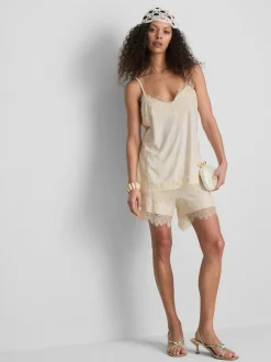 „Paula Echevarría“ Satin-Trägertop mit Spitzenbesatz