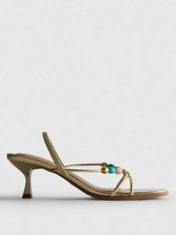 Perlenbesetzte Sandaletten mit Kitten-Heel