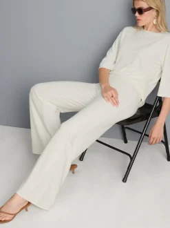 Plissierte Jerseyhose mit weitem Bein