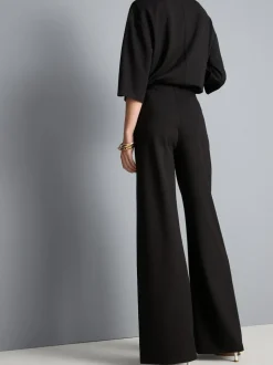 Plissierte Jerseyhose mit weitem Bein