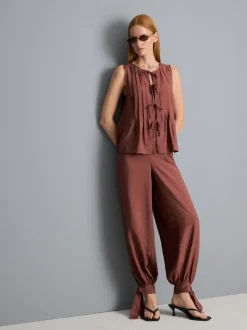 Plissiertes Top in Knitteroptik zum Binden