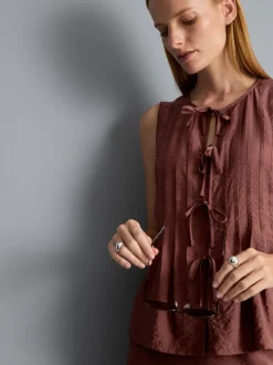 Plissiertes Top in Knitteroptik zum Binden