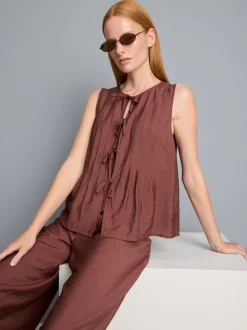 Plissiertes Top in Knitteroptik zum Binden