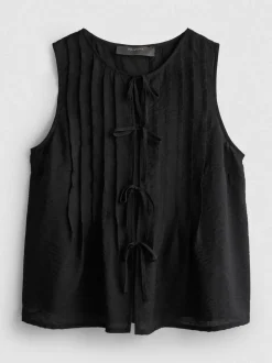 Plissiertes Top in Knitteroptik zum Binden